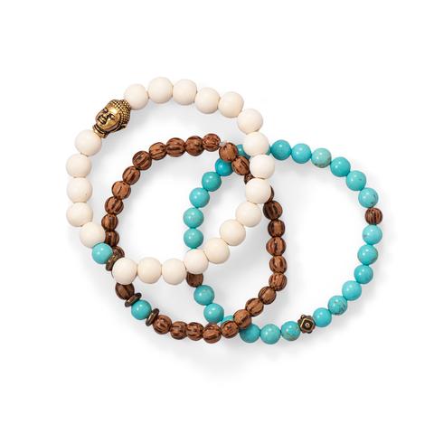 Magnesite and Wood Bracelet Set