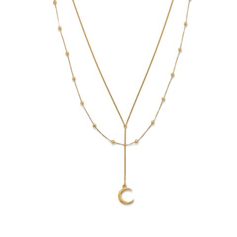 Cresent Moon Necklace Double Strand