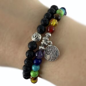 7 chakra healing bracelet with volcanic lava beads